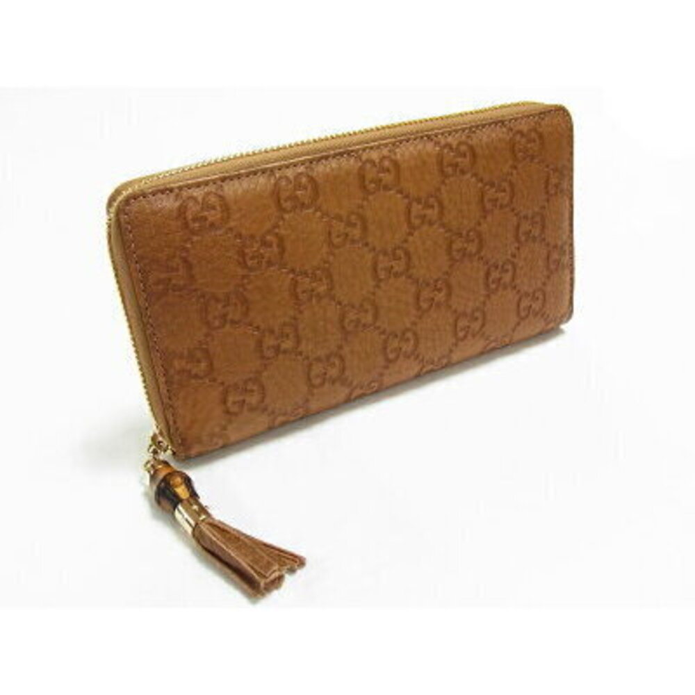 Gucci Long Wallet Zip Around Gucci Guccissima Brown Bamboo Tassel